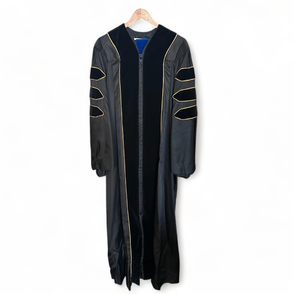 Speciality Regalia by JOSTENS- Black Academic Graduation Gown Gold Trim, Sash